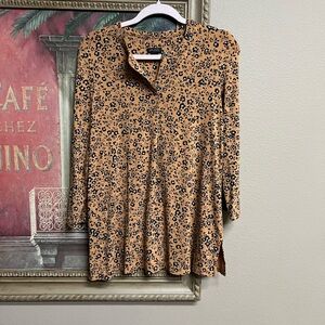 J. Jill Tan and Black Floral Tunic